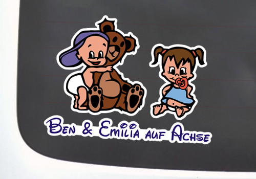 Colored Siblings Sticker with Custom Motifs